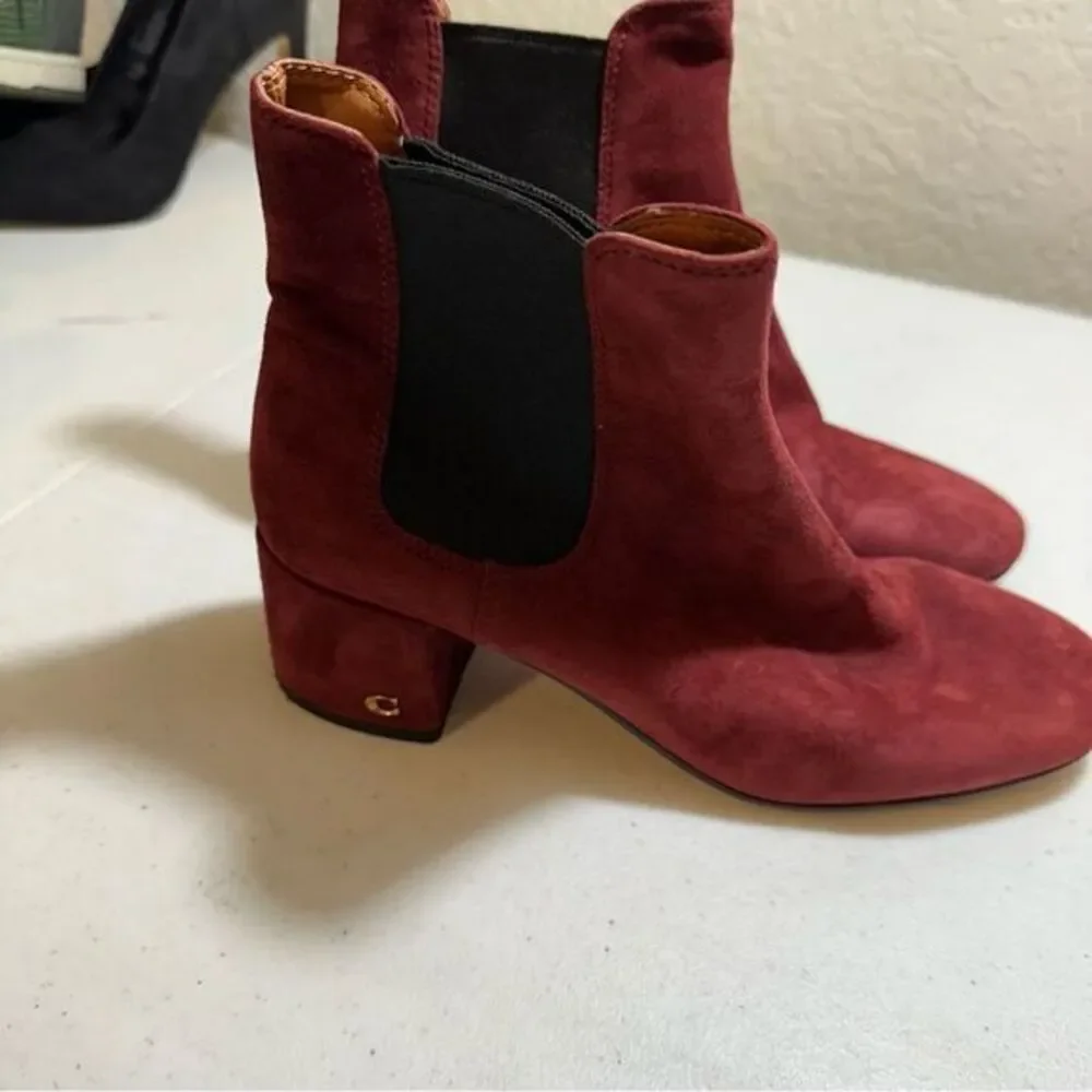 Coach Shoes Coach Tia Suede Ankle Bootie Wine Red‎ Size 7